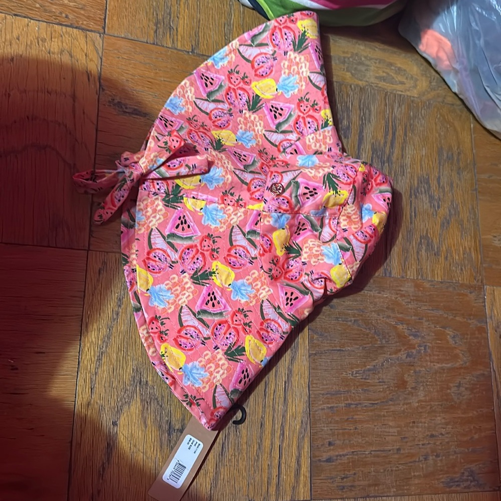 Steve Madden sun hat with fruit design and straps